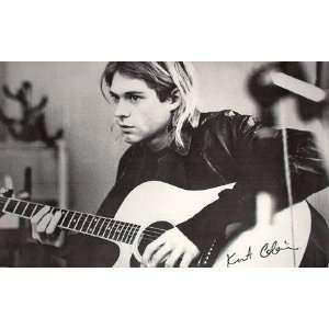    Kurt Cobain Guitar Subway Giant Poster B/w 40 X 55