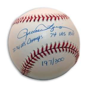  Rollie Fingers Signed Baseball   w/7274 Champs & 74 WS MVP 