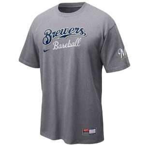 Nike Milwaukee Brewers Ash 2011 MLB Practice T shirt (X Large)  