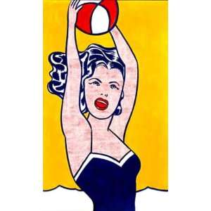  Roy Lichtenstein 18W by 30H  Girl with Ball CANVAS 