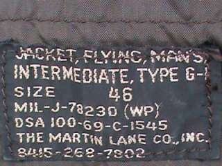 Vintage G 1 Intermediate USMC Marine Corps Flight Jacket Mens Size 46 