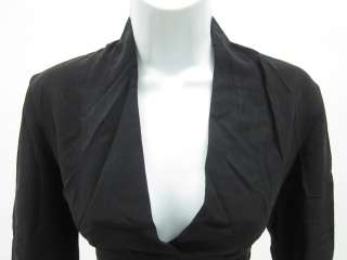 CHAIKEN Black Silk Long Sleeve V Neck Blouse Sz 6  