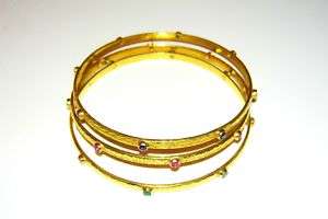 18K Solid Yellow Gold Indian Bangle Bracelets  