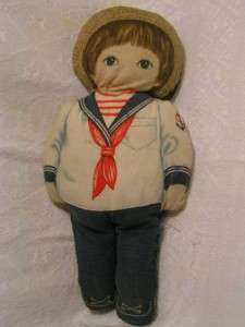 Vintage Cloth Stuffed Doll, Sailor Boy  