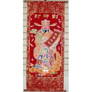 Chinese God of Money Scroll   Velvet with gold embossing size 18 x 