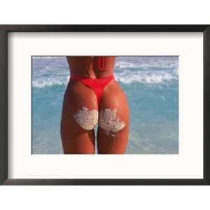  Woman in Thong at Beach with Sandy Bottom Framed 
