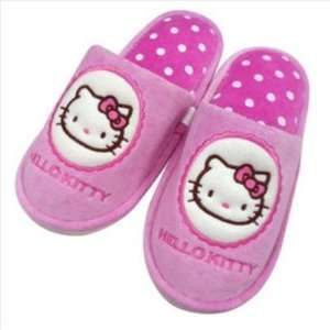  Hello Kitty Womens Super Plush Slippers Polka Dots Pink 