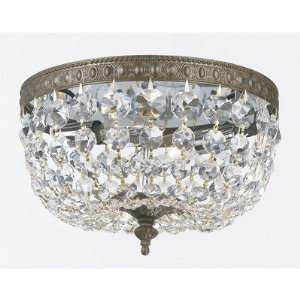 10 Crystal Basket Flush Mount Light in English Bronze Crystal Golden 