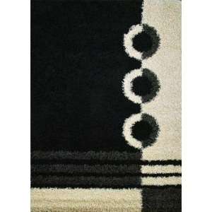 Concord Global   Shaggy   1603 Rings Area Rug   67 Round   Black 