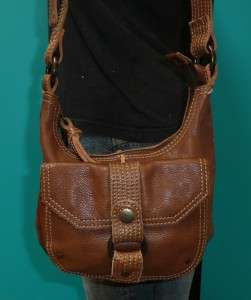 Vintage FOSSIL Brown Leather Smaller Hobo Cross Body Satchel Messenger 