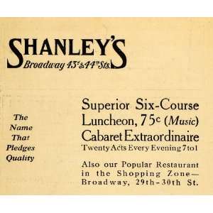  1914 Ad Shanley Lunch Dinner Broadway Food Restaurant 