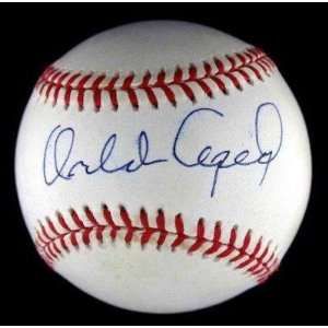 Orlando Cepeda Signed Baseball Psa Coa Hof 2 Sigs   Autographed 