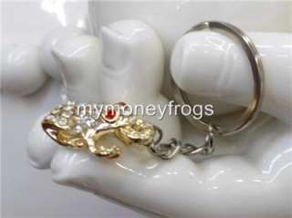 NEW Brass Feng Shui Money Chinese Coin Frog Keychain #S  