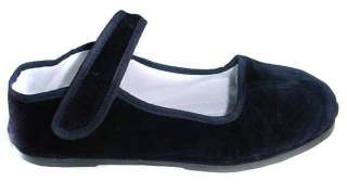 Mary Jane Velvet Shoes Black Velcro Style Women Size 5,6,7,10,11 