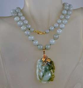 Fine Antique Chinese Jade Jadeite Necklace ~ with Ornate Leaves 