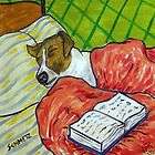 jack russell terrier sleeping dog art tile coaster 