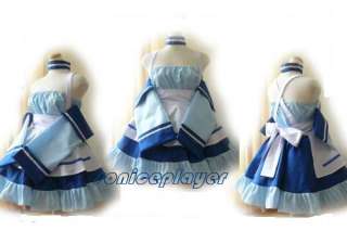 Chobits Chii Cosplay blue lolita home maid cotton Dress  