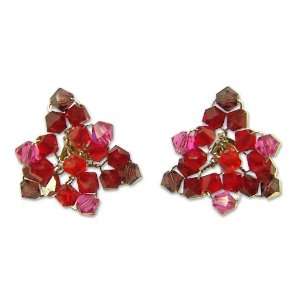  Crystal earrings, Red Stars 1 W 1 L Jewelry