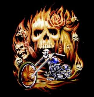 FLAMING SKULL BIKER CHOPPER FLAME MOTORCYCLE T SHIRT 19  