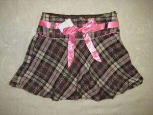 LIMITED TOO~Brown Pink Plaid Skirt Skort~Girl sz 12 NEW  