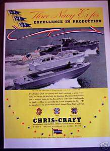 1942 Chris Craft Military Boats Army Navy vintage ad  