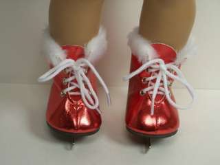 RED Metallic Ice Skate Doll Shoes FOR AMERICAN GIRL♥  