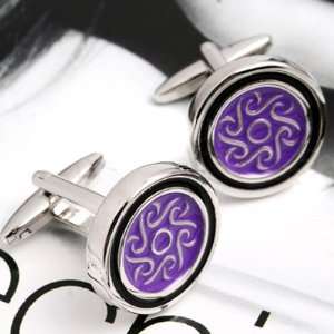  A Pair of Round Engraving Enamel Purple Elegant Tuxedo 