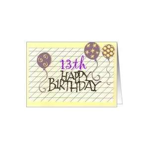  13th Happy Birthday Balloons Card Toys & Games