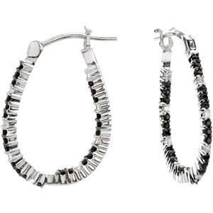   Tw Genuine Black Spinel And Diamond Hoop Earrings CleverEve Jewelry