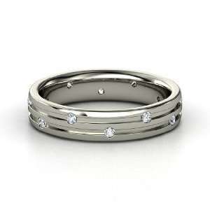  Slalom Band, 14K White Gold Ring with Diamond Jewelry