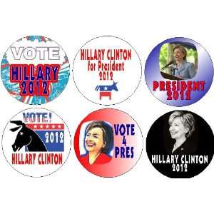  Set of 6 Hillary Clinton for President 2012 1.25 MAGNETS 