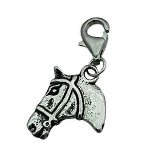 clip on Charm pendant silver Charm horse head #9376, bracelet Charm 