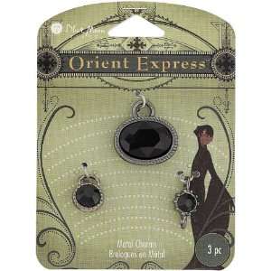  Blue Moon Orient Express Metal and Glass Charms, 3/Pkg 
