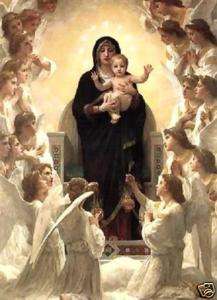 SILK ART IMAGE ~ Madonna and Child with Choir of ANGELS  