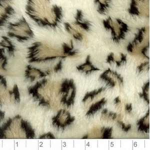  60 Wide Plush Faux Fur Leopard Cream Fabric By The Yard 