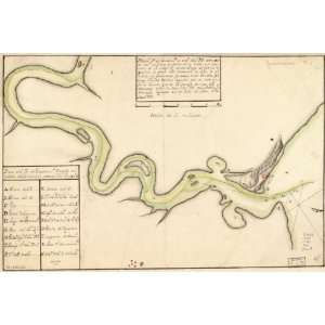  1790 map of Coatzacoalcos River, Mexico,