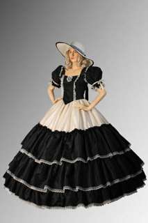 Civil War era Wide Dress Ball Gown with Wide Skirt Handmade from 