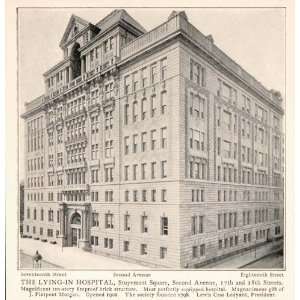 1903 New York City Print Lying In Hospital Stuyvesant   Original 