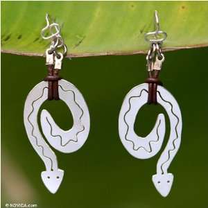  Leather earrings, Silver Cobras 0.7 W 2 L Jewelry