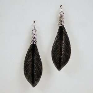  Sista Jewelry Black Epoxy Leaf Dangle Fish Hook Earring 