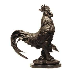    Bronze Large Rooster Farm Animal Cockeral Sculpture