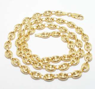 PUFFED MARINER CHAIN NECKLACE 14K YELLOW GOLD 7mm  