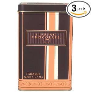 Bellagio Sipping Chocolate Caramel, 9 Ounce (Pack of 3)  