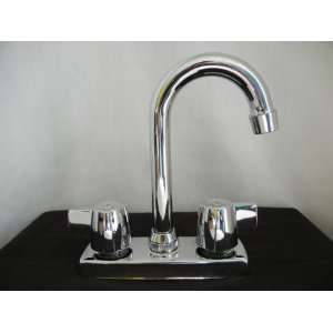 All Metal Polished Chrome Gooseneck Sink Faucet With 4 Center Perfect 