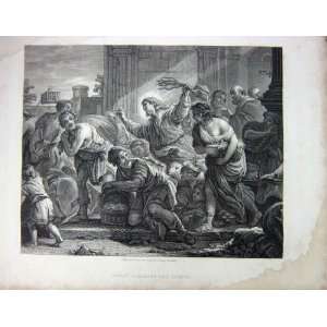  c1860 LIFE OF JESUS SCENE CHRIST CLEARING TEMPLE SHEEP 
