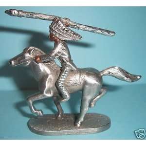  Pewter Native American Indian On Horse 