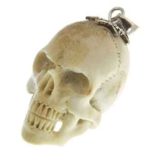  263 Bone Skull Pendant Organic / Silver Jewelry of Bali Jewelry