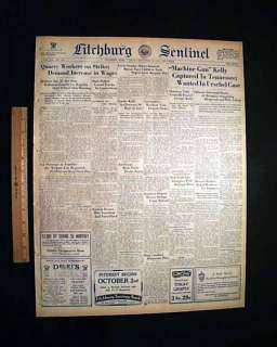MACHINE GUN KELLY Gangster Wife Captured 1933 Newspaper  