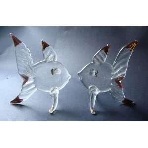  Blow Glass Fish Pair Figurines 3.5h 