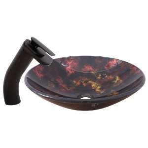 Geyser Colored Smoke Bathroom Glass Vessel Sink and Oil Rubbed Bronze 